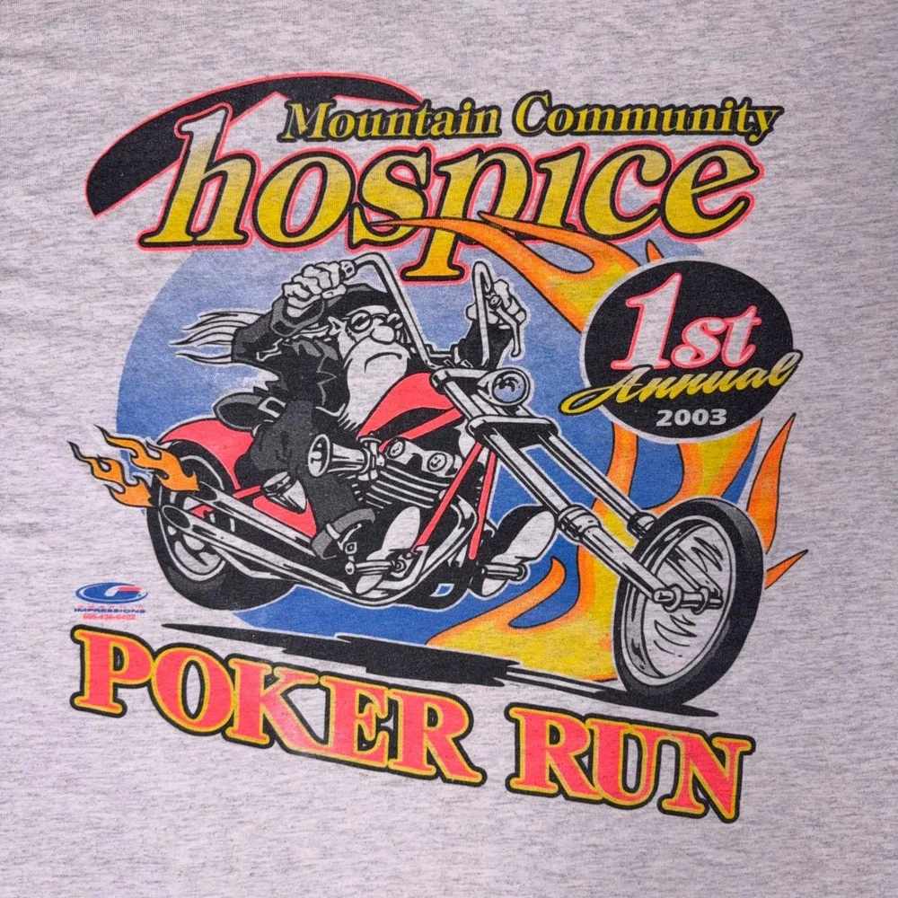 Vintage 2003 Poker Run Biker T-Shirt Chopper Motorcycle Gildan Ultra Cotton‎ XL